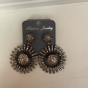 Round Beaded Drop Fashion Earrings NWT